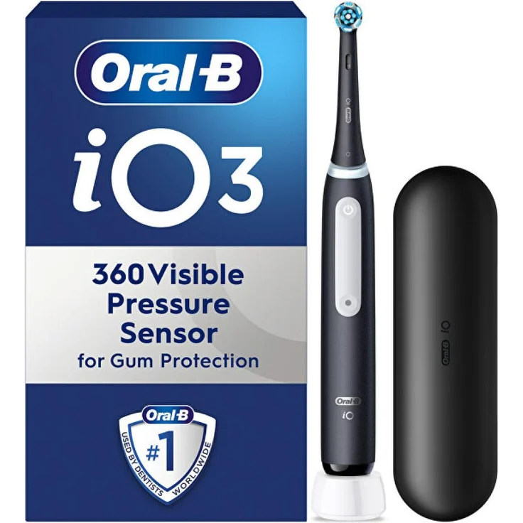 Braun Oral-B iO Series 3, elektrische Zahnbürste mit innovativer iO-Technologie und Mikrovibrationen, Schwarz