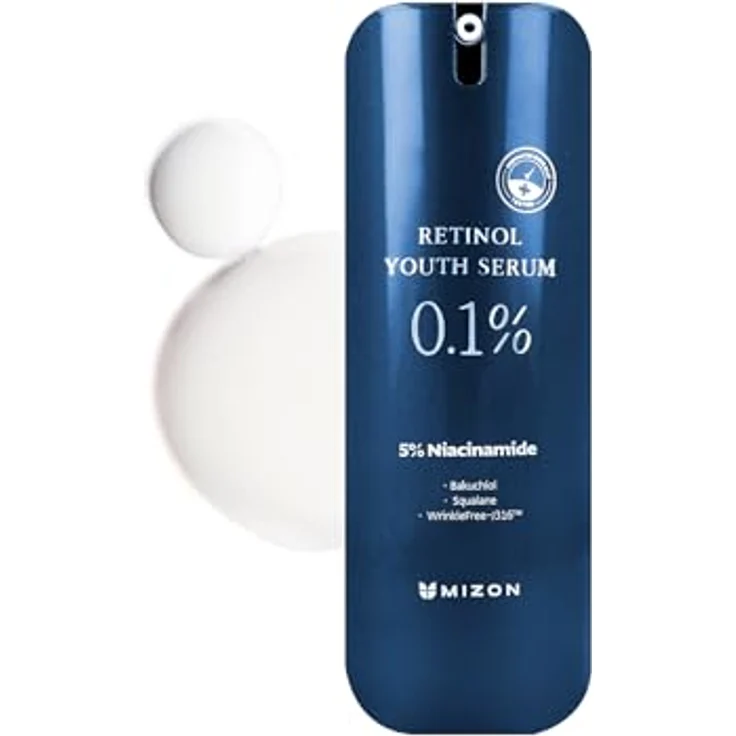 Mizon Retinol Youth 0,1% Gesichtsserum mit Faltenpflege, Bakuchiol, Peptiden und Niacinamid, 28 ml – Bild 1