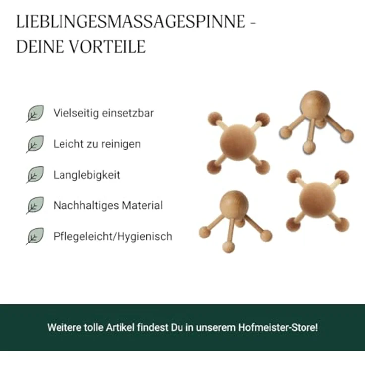 mitienda Massagespinne, Massagegerät aus Buchenholz mit 4 Beinen für Rückenentspannung und Durchblutungsförderung – Bild 5