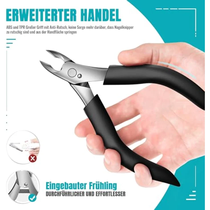 RONAVO Profi Zehennagelknipser, Edelstahl, extra breitere Schneidöffnung, langer rutschfester Griff, ideal für dicke und eingewachsene Nägel – Bild 4