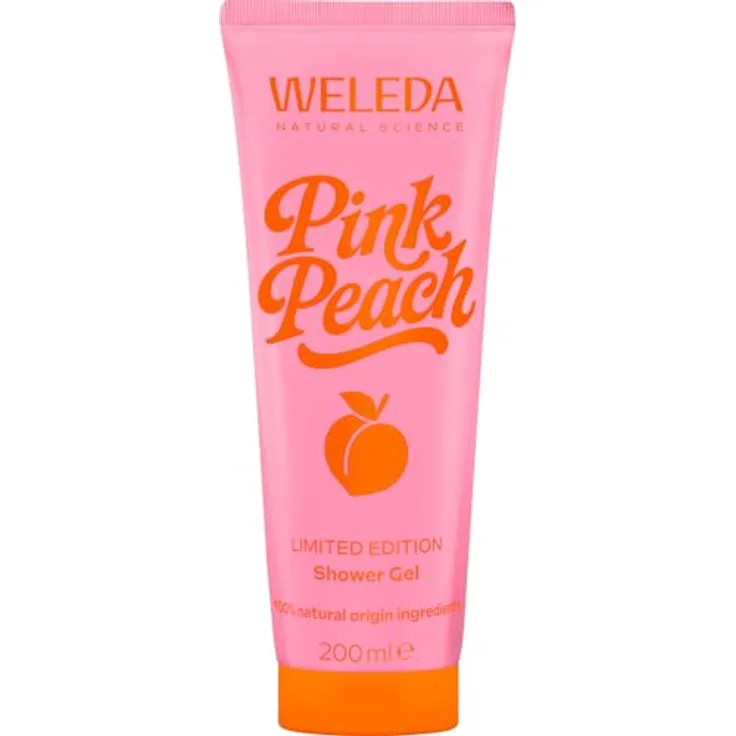 Weleda Bio Pink Peach Limited Edition Duschgel, Naturkosmetik Duschseife mit Pfirsich/Jasmin Duft, vegan, 200ml