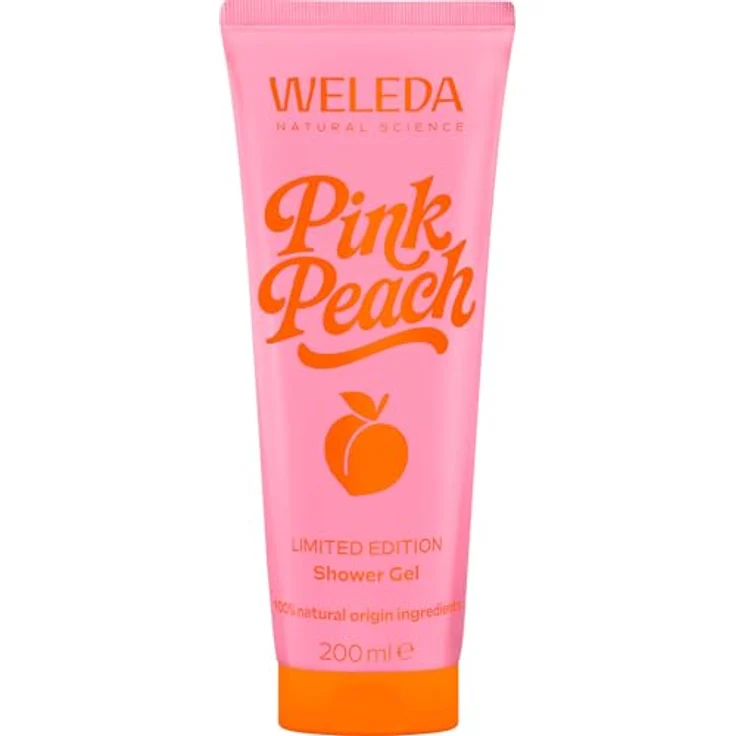 Weleda Bio Pink Peach Limited Edition Duschgel, Naturkosmetik Duschseife mit Pfirsich/Jasmin Duft, vegan, 200ml – Bild 1