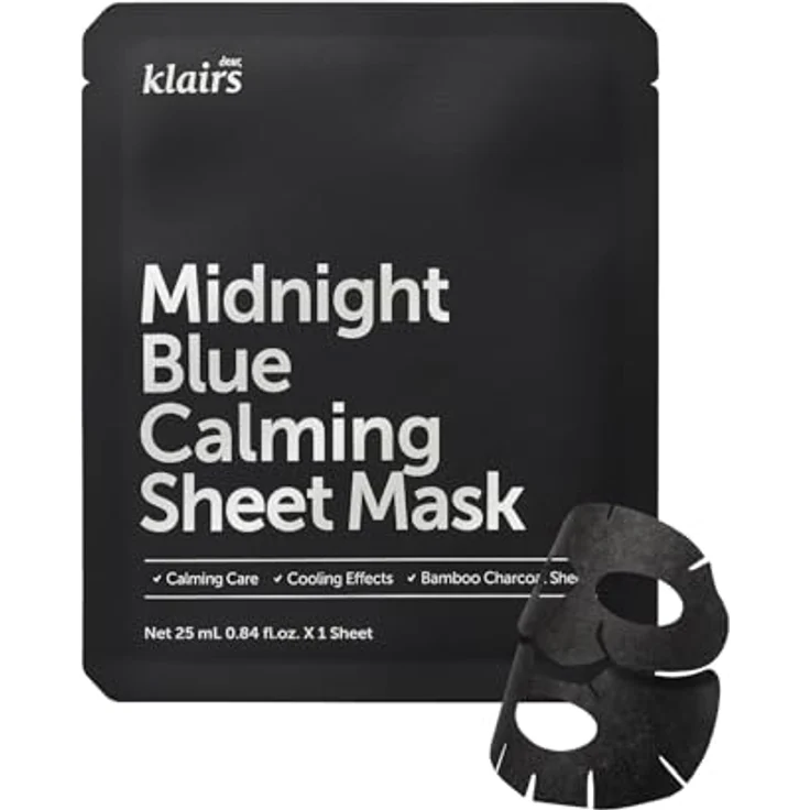 Klairs Midnight Blue Calming Sheet Mask, Beruhigende Tuchmaske mit feuchtigkeitsspendender Wirkung, 25 ml – Bild 2