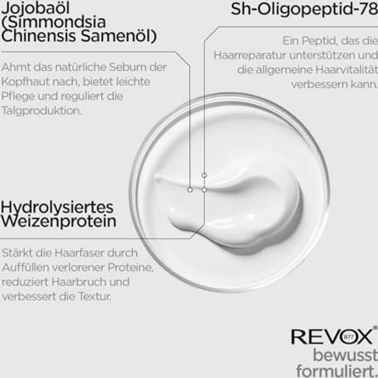 REVOX B77 PLEX Molecular Repair Mask, 50 ml, Haarreparaturmaske zur Wiederherstellung von Haarkeratinbindungen, intensive Hydratation und Glanz, beugt Spliss vor – Bild 4