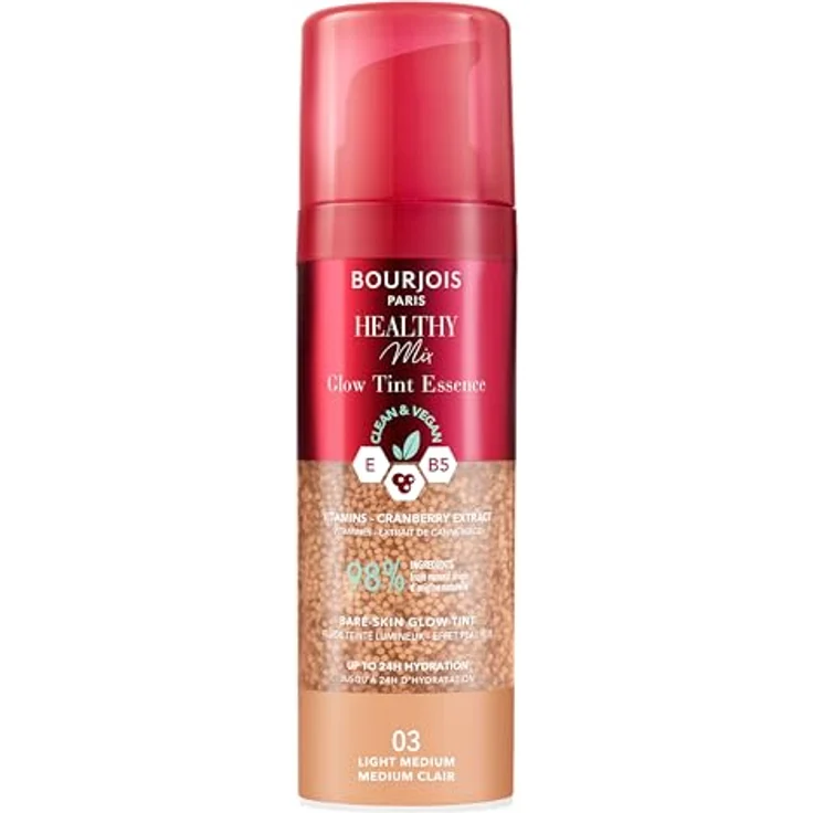 Bourjois Healthy Mix Glow Tint Essence feuchtigkeitsspendende Haut-Ausgleichsessenz, 03 Light Clair, 30ml, strahlendes Finish, reduziert Poren und Rötungen – Bild 1