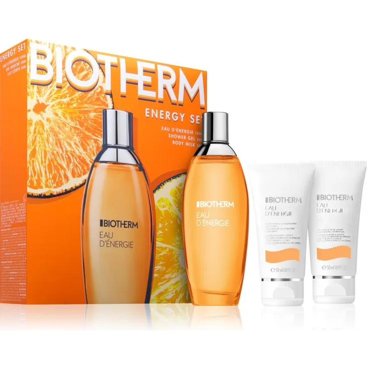 Biotherm Eau d'Energie Geschenkset für Damen, Zitrusduft mit Duschgel, Bodylotion und Eau de Toilette, 50 ml und 100 ml
