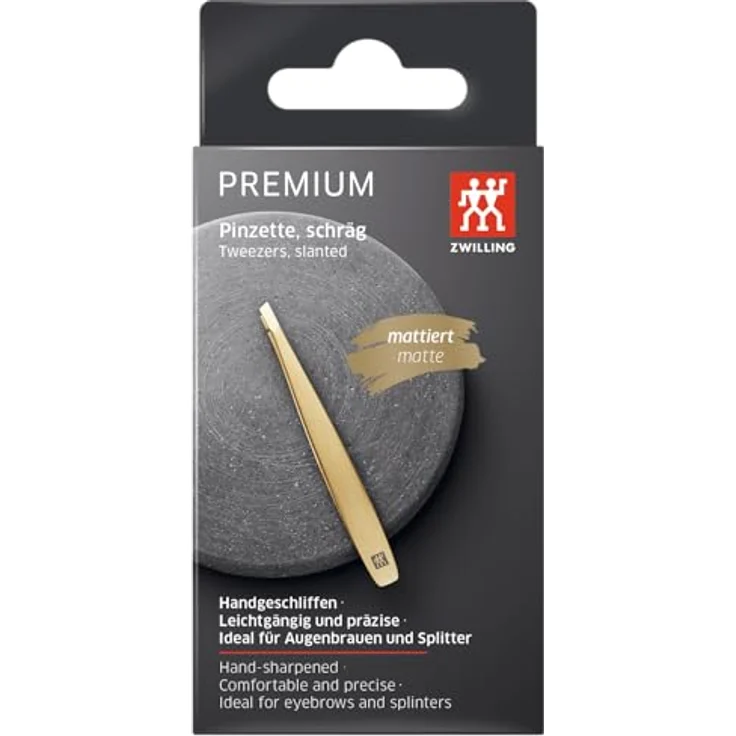 Zwilling Premium Gold Schräge Pinzette, präzise Handhabung für feine Härchen, goldfarbig – Bild 5