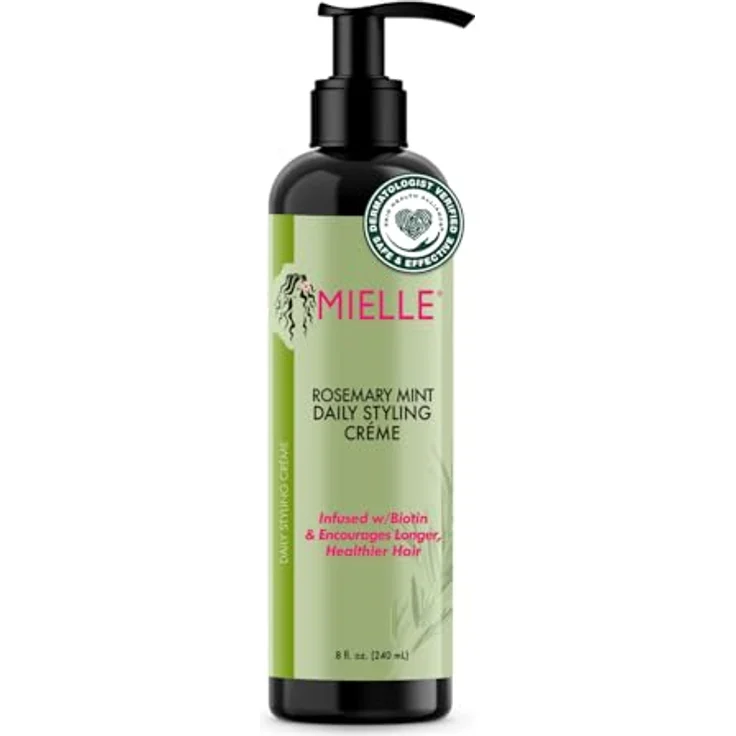 Mielle Organics Rosemary Mint Multi-Vitamin Daily Styling Creme für die Definition von lockigem Haar, paraben- und silikonfrei, 240 ml, weiß – Bild 2