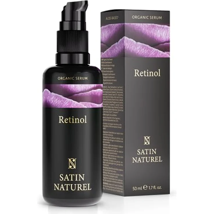 SatinNaturel Retinol Serum 50ml - Hochdosiertes Retinol + Hyaluron + Bio Aloe Vera + Niacinamide + Salicylsäure - Auch für Hals & Dekolleté - Strahlende Haut ohne Pickel - Vegan Skincare – Bild 1