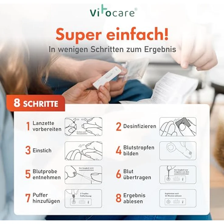 Vitocare TSH-Test 2er-Set, Schilddrüsen-Vorsorge Selbsttest für Zuhause mit schnellen Ergebnissen in 10 Minuten – Bild 3