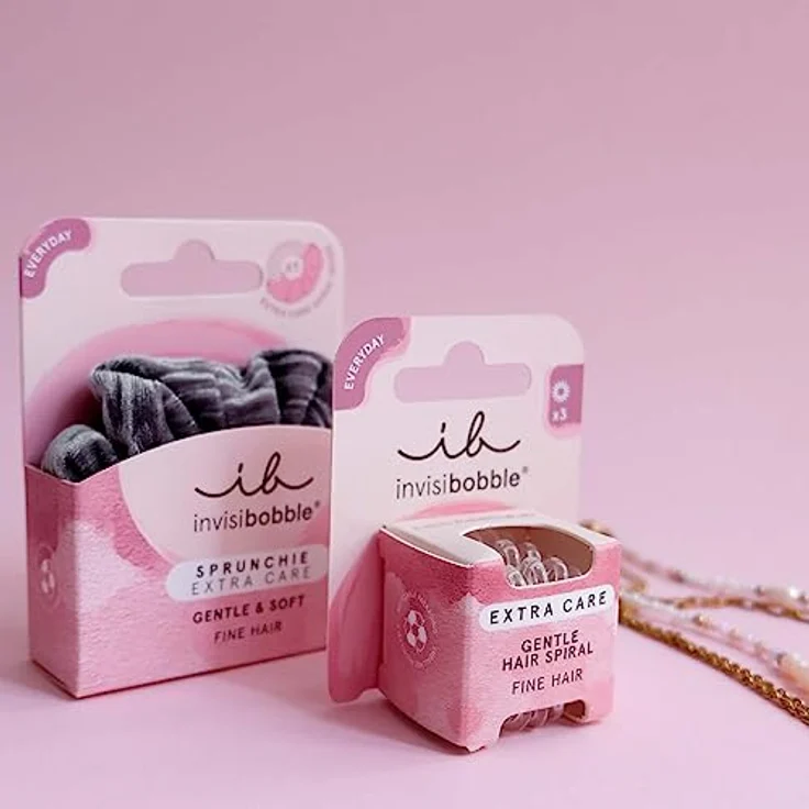 invisibobble Haargummi Extra Care Grau Scrunchie Soft as Silk, Haargummis starker Halt für Mädchen & Damen, Scrunchies Samt Grau, designed im Herzen Münchens – Bild 4
