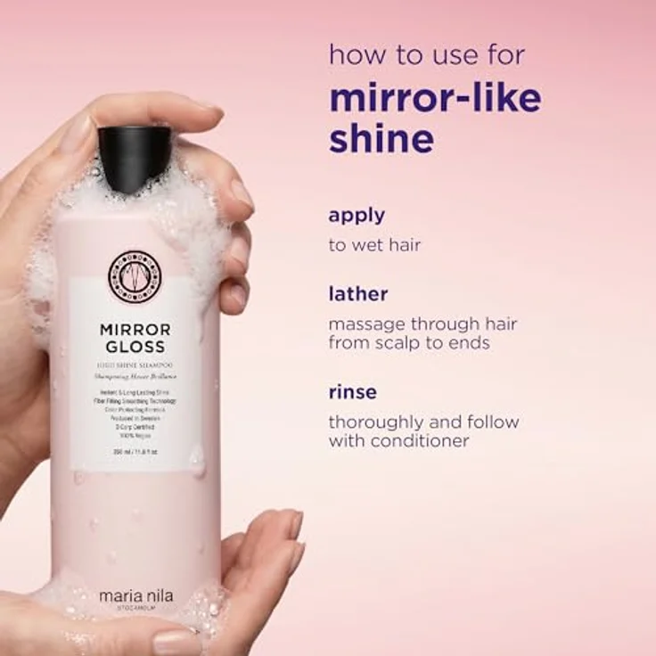 Maria Nila Mirror Gloss High Shine Shampoo 350 ml, feuchtigkeitsspendend mit Chia-Peptiden für glänzendes Haar – Bild 7