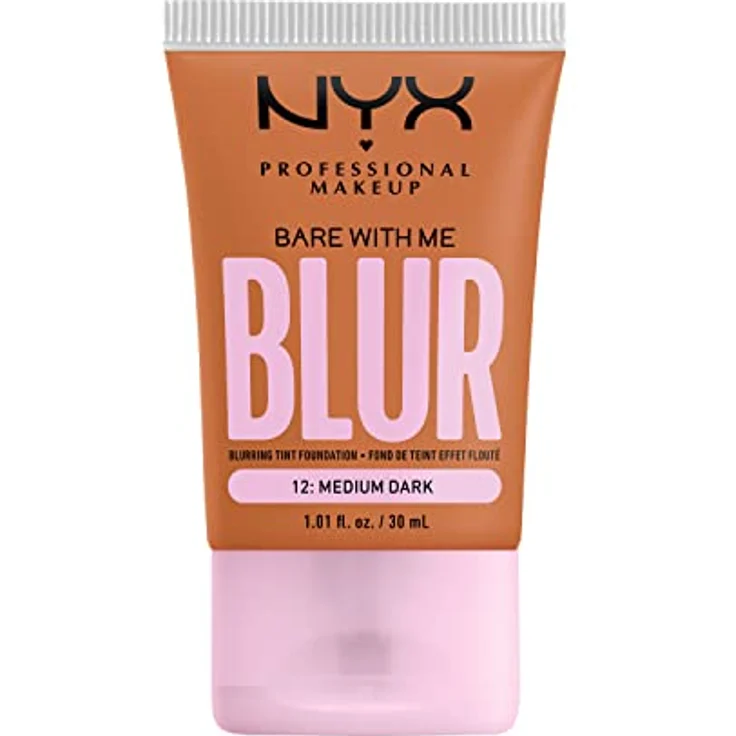 NYX Professional Makeup Weichzeichnende Foundation mit mittlerer Deckkraft und mattem Finish, Bis zu 12 Stunden Pflege und Feuchtigkeit, Mit Niacinamiden, Bare with Me, Farbe: Medium Dark, 1 x 30 ml – Bild 1