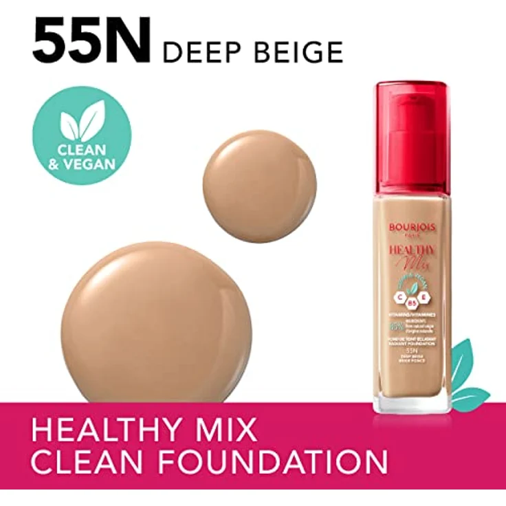 Bourjois Healthy Mix Clean and Vegan Radiant Foundation 55N Deep Beige 30 ml – Bild 2