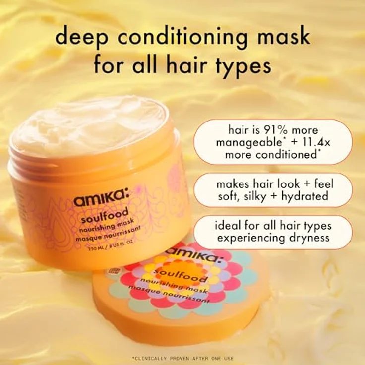 Amika Soulfood Nourishing Hair Mask 250ml, Pflegende Haarmaske für alle Haartypen, Ohne Parabene, Silikone & Sulfate, Intensive Feuchtigkeit und Haarstärkung – Bild 2