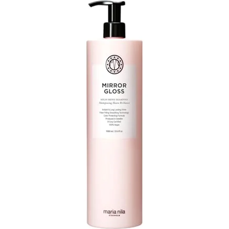 Maria Nila Mirror Gloss High Shine Shampoo 1000 ml, feuchtigkeitsspendend mit Chia-Peptiden für glänzendes Haar