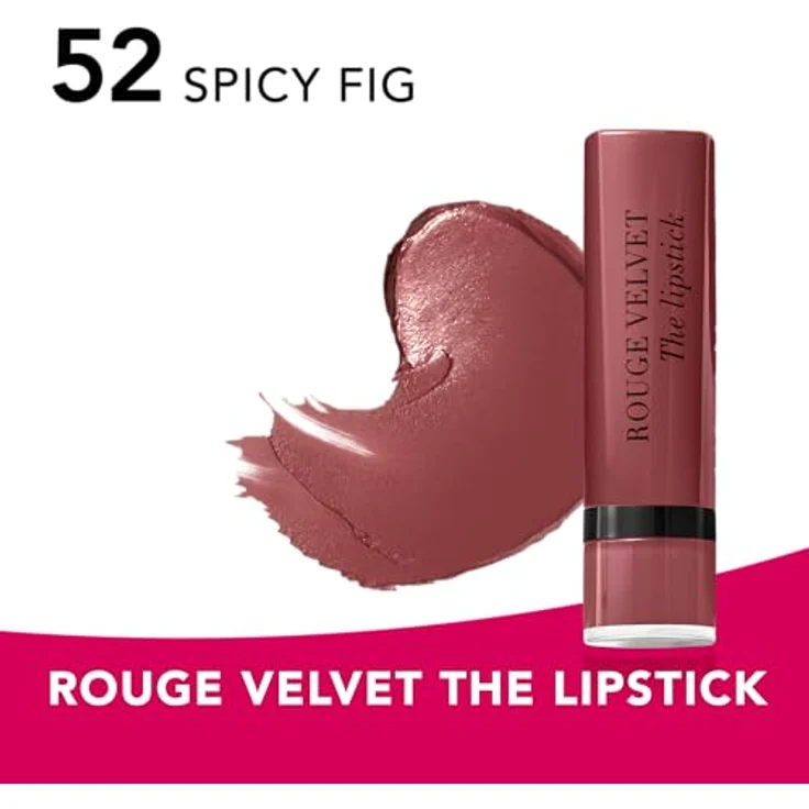Bourjois Rouge Velvet The Lipstick Lippenstift, 52 Spicy Fig, 2,4 g - 24 Stunden lebendige Farbe, feuchtigkeitsspendend – Bild 3