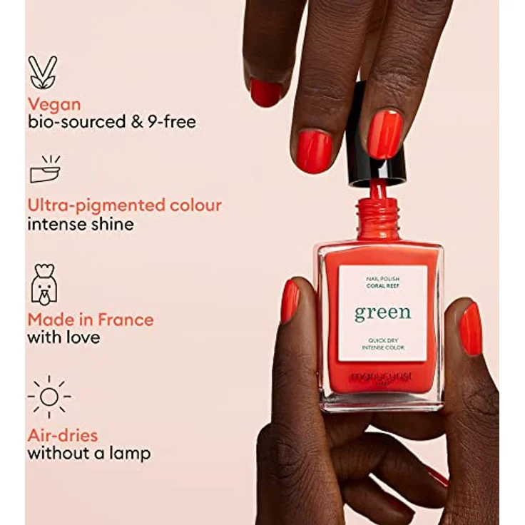 Manucurist Green Nagellack - Klassischer, natürlicher 9-Free-Nagellack - Veganer Nagellack mit natürlichen Inhaltsstoffen (84%) - Maniküre - Nagelpflege - 15 ml (Lisa Lilas) – Bild 3