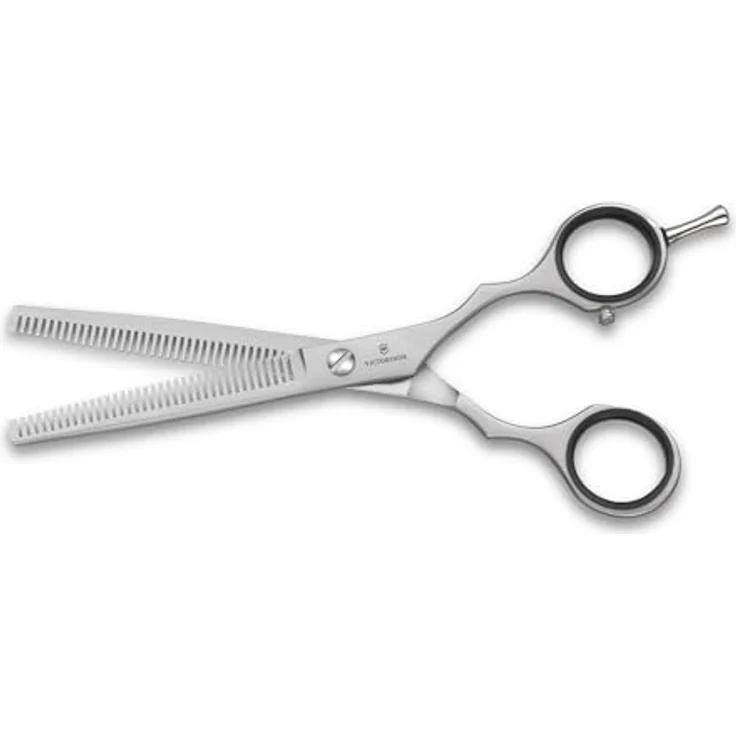 Victorinox Effilierschere 15 cm, Friseurschere mit extra scharfen rostfreien Stahlklingen und Fingerstütze, Silber – Bild 1