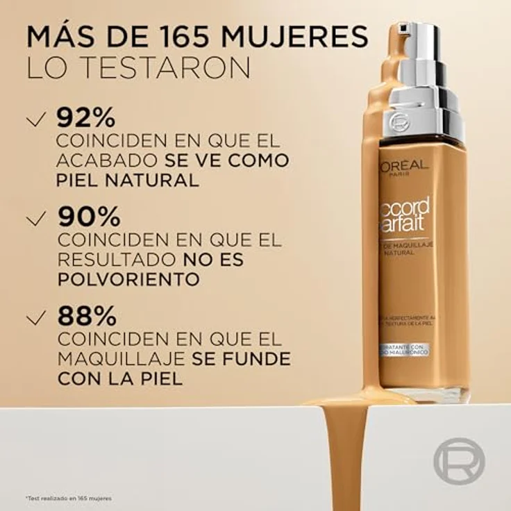 L'Oréal Paris Accord Perfait Flüssige Foundation, 24 Stunden Feuchtigkeit, mit Hyaluronsäure, Goldbeige (3.D), für alle Hauttypen, 30 ml – Bild 4