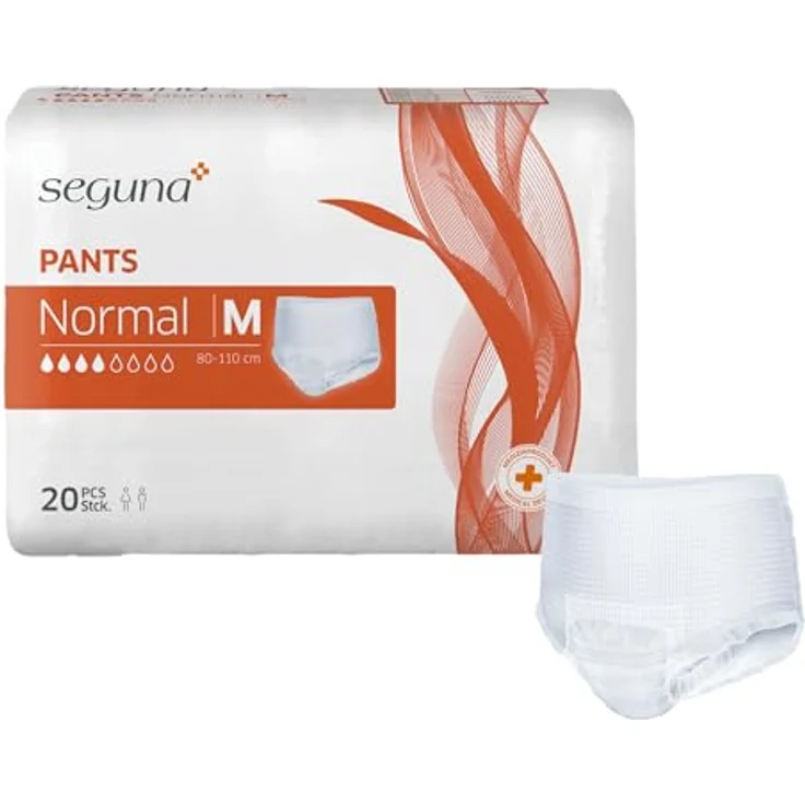 Seguna SEGUNA Pants Normal, Inkontinenz Pants, Windelhosen für Erwachsene, Frauen, Männer, Inkontinenzhosen bei Blasenschwäche (M (Beutel 20 Stück)) - Saugleistung 900 ml, Hüftumfang 80-135 cm, extra Schutzbündchen, 20 Stück – Bild 1