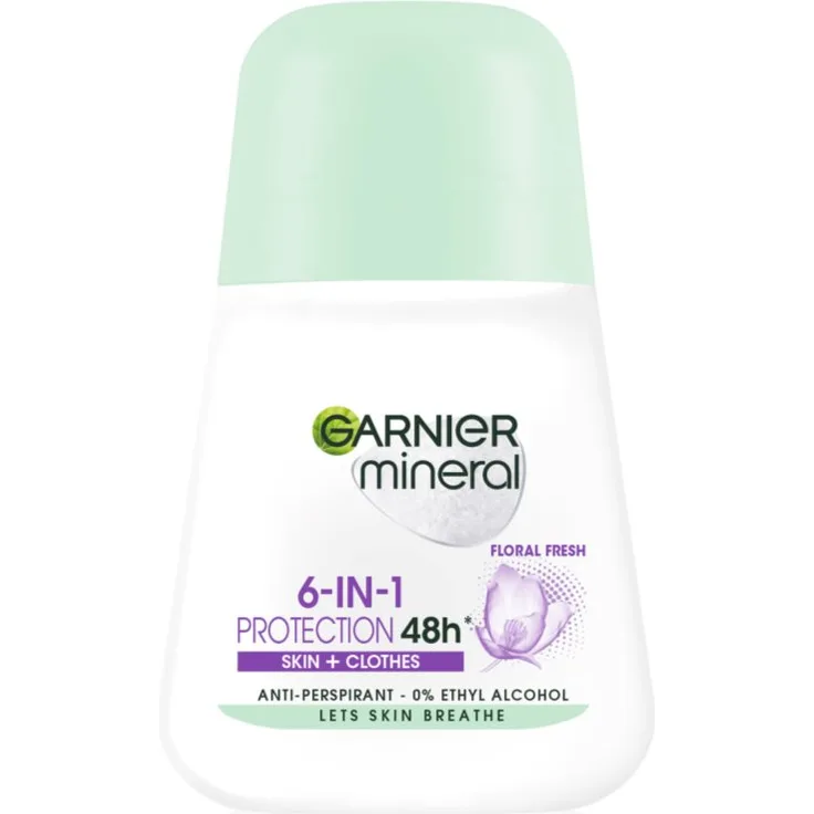 Garnier Mineral 5 Protection Antitranspirant-Deoroller, 48 Std. Schutz, 50 ml, für empfindliche Haut