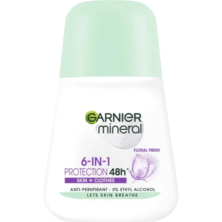 Garnier Mineral 5 Protection Antitranspirant-Deoroller, 48 Std. Schutz, 50 ml, für empfindliche Haut