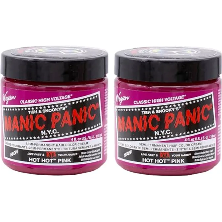 Manic Panic Hot Hot Pink Classic Creme, Vegan, Cruelty Free, Semi Permanent Hair Dye 2 x 118ml