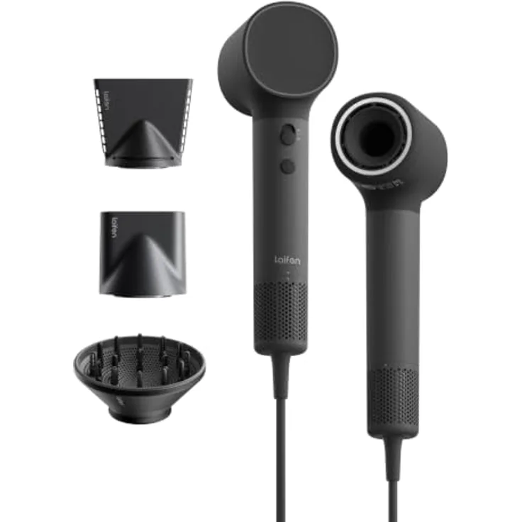 LAIFEN NEO Haartrockner Schwarz, 1500 Watt mit 3 Temperaturstufen, abnehmbarem magnetischem Lufteinlass-Filter und LED-Lichtleiste