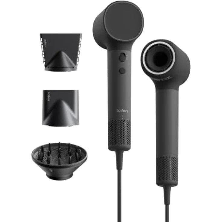 LAIFEN NEO Haartrockner Schwarz, 1500 Watt mit 3 Temperaturstufen, abnehmbarem magnetischem Lufteinlass-Filter und LED-Lichtleiste – Bild 1