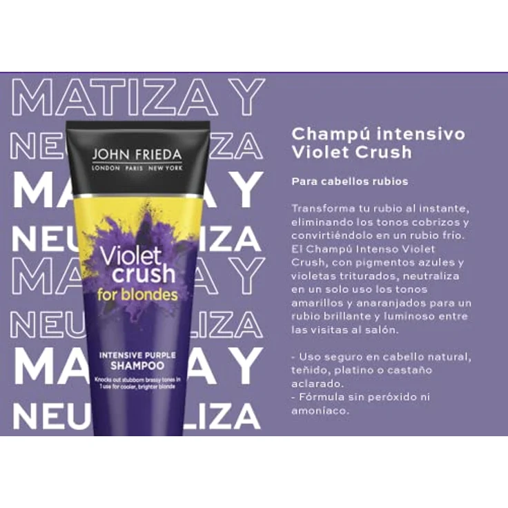 John Frieda Violet Crush Intensiv Purple Shampoo für brasses, blondes Haar, 250 ml – Bild 3