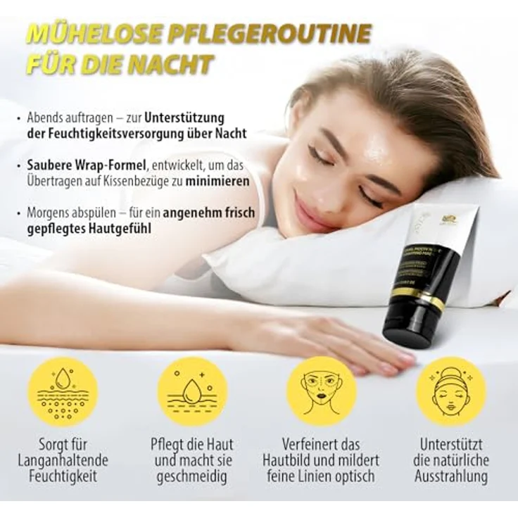 P-Beauty Gesichtsmaske Nachtmaske mit Snail Mucin & Kollagen, Feuchtigkeits- und Regenerationspflege über Nacht, 75 ml – Bild 4