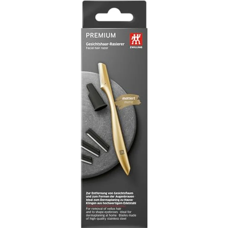 Zwilling Beauty Dermaplaning-Rasierer für das Gesicht, 2-in-1 mit Präzisionskappe und Edelstahlklingen, gold – Bild 11