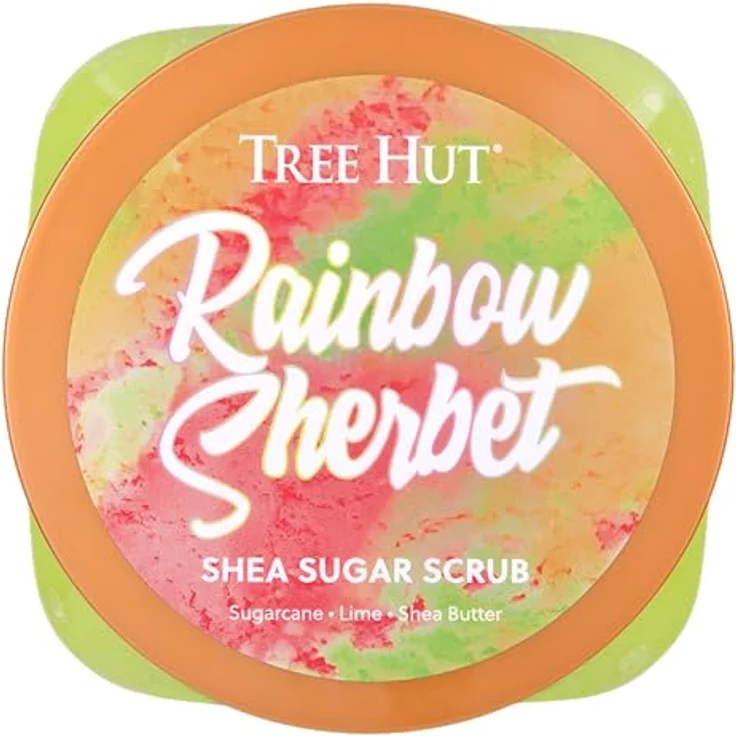 Tree Hut Rainbow Sherbet-Zucker-Pulver, 510 g - Körperpeeling mit Zuckerrohr- und Limettenextrakt, mit AHA und Sheabutter – Bild 2