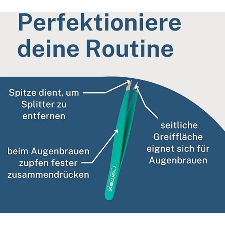 remos professional body care REMOS Kombipinzette Edelstahl [INOX] rostfrei 9.5 cm, 2in1 für Splitter und Haare, grün – Bild 4