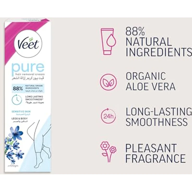 Veet Haarentfernungs Creme Sensitiv mit Aloe Vera, 100 ml 1 Stück – Bild 3