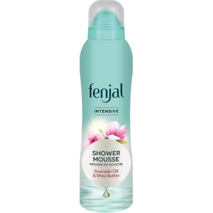 Fenjal Shower Mousse 200ml, veganes Duschgel mit Avocadoöl und Sheabutter, cremiger Schaum für normale bis sehr trockene Haut - Intensivpflege