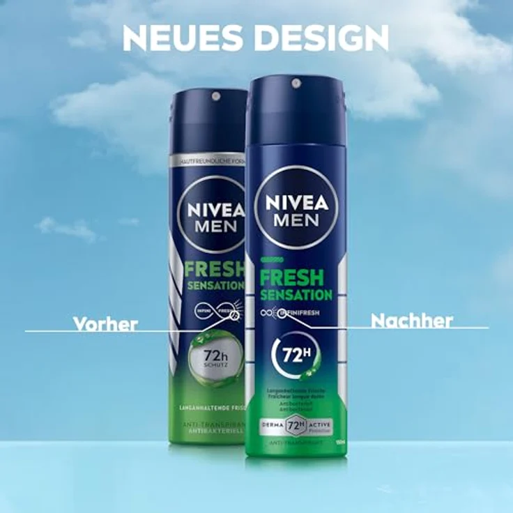 NIVEA MEN Fresh Sensation Deo Spray, 150 ml, Deodorant mit 72h Anti-Transpirant-Schutz, antibakterieller Wirkung und frischem Duft – Bild 5