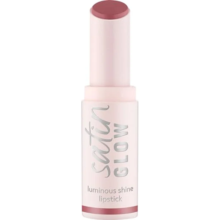 essence satin GLOW Luminous Shine Lipstick Nr. 03, strahlendes Rot, farbintensiv, vegan, ohne Parabene, ohne Mikroplastik, 3.5g – Bild 1