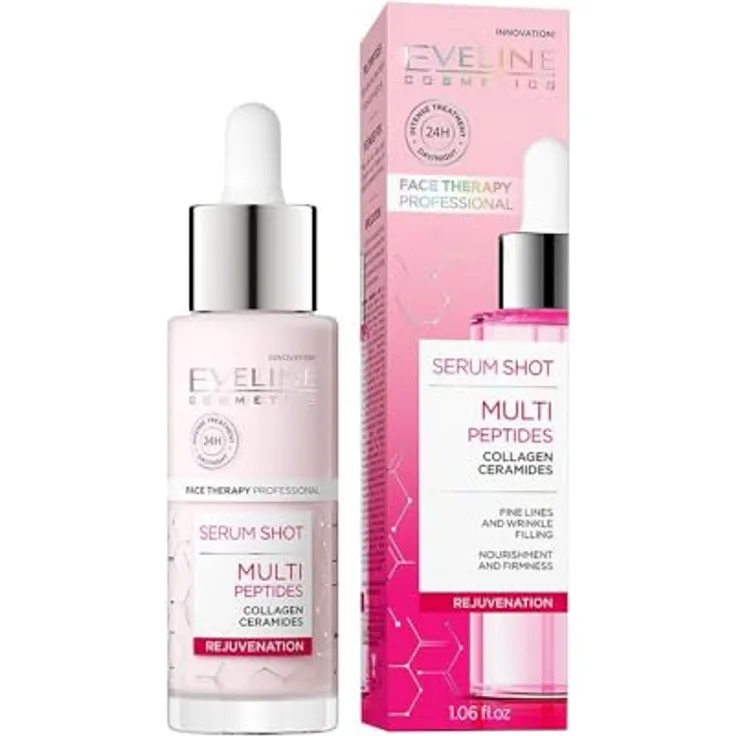 Eveline Cosmetics Serum Shot Multi Peptides, verjüngendes Gesichtsserum mit Kollagen, 30 ml, vegan