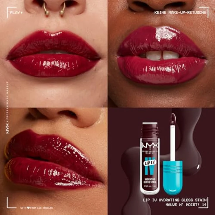 NYX Professional Makeup Lip IV Gloss Serum, feuchtigkeitsspendendes Lipgloss mit intensivem Farb- und Glanz-Effekt, 5 ml, 14 - MAUVE N MOIST – Bild 2