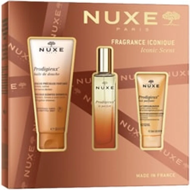 NUXE Prodigieux Parfum Geschenkset, Damen-Duftset mit 30 ml Parfum, 100 ml Duschöl und 30 ml parfümierter Lotion