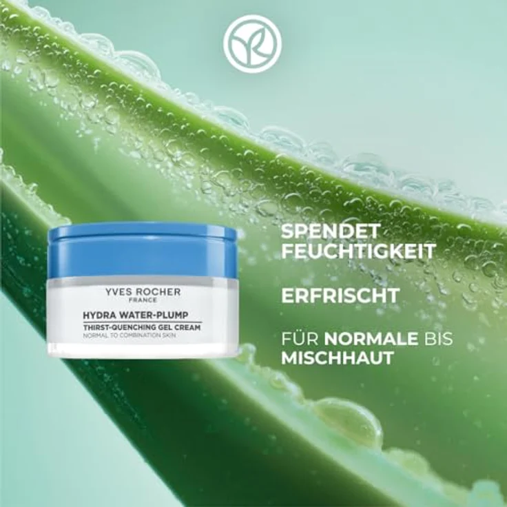 Yves Rocher Hydra Water-Plump Gel-Creme, feuchtigkeitsspendend mit Edulis & Hyaluronsäure, für normale bis Mischhaut, 50 ml – Bild 2