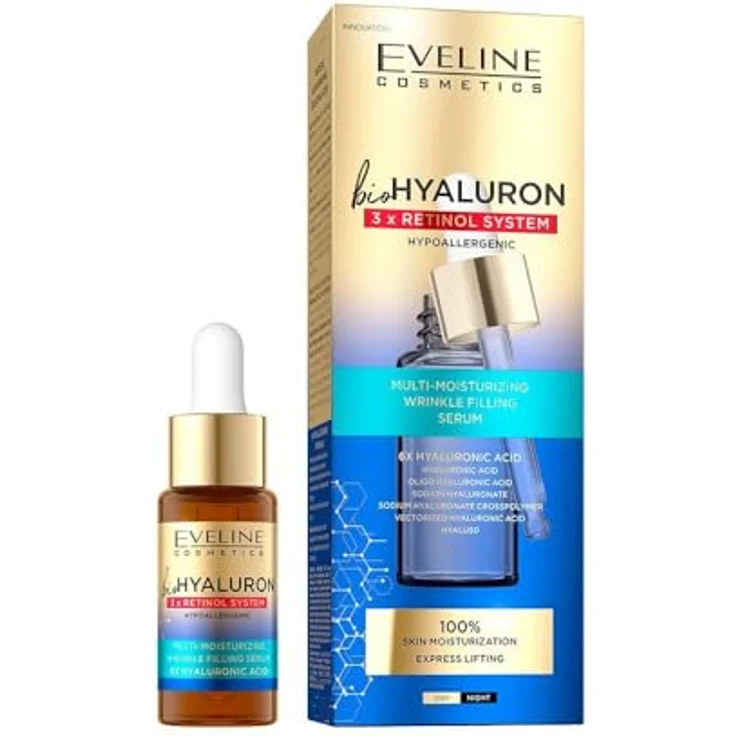 Eveline Cosmetics Bio Hyaluron 3x Retinol System, füllendes Antifaltenserum mit 99% natürlichen Inhaltsstoffen, 18 ml – Bild 1