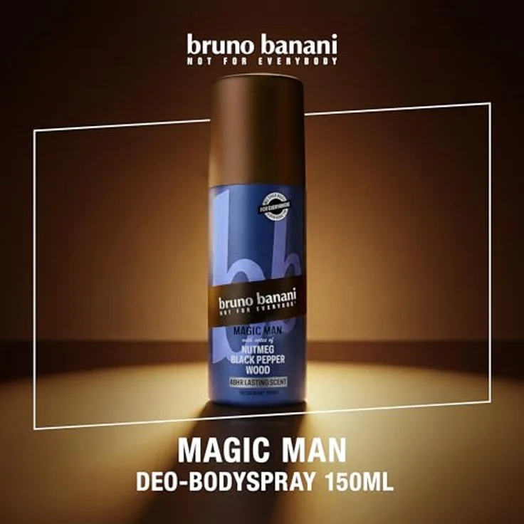 bruno banani Magic Man Deo-Bodyspray für Herren, aromatischer holziger Duft, 48h lang anhaltend, vegane Formel, 150 ml – Bild 2