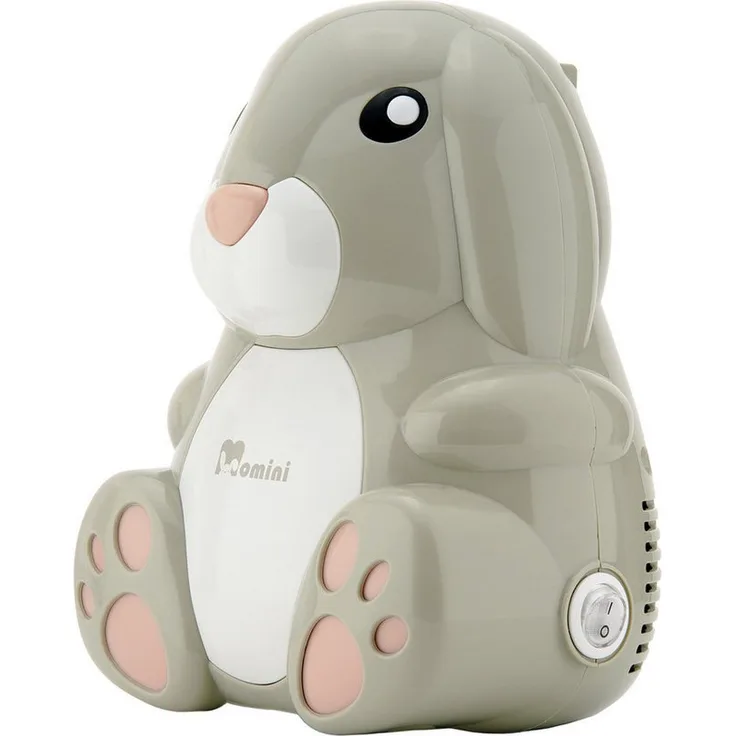 MOMINI NebuBunny, Kompressor-Kolben-Vernebler für Inhalationstherapie, mit 5 Aufsätzen und Rucksack in Hasenform, medizinisches Produkt für die ganze Familie