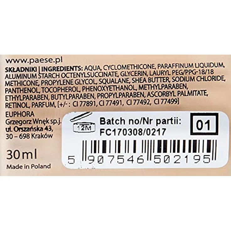 Paese Cosmetics 01 Light Beige Long Cover Fluid Foundation, 30ml - Foundation für trockene und normale Haut, mit Sheabutter und Pro-Vitamin B5, verleiht frischen und strahlenden Teint – Bild 5