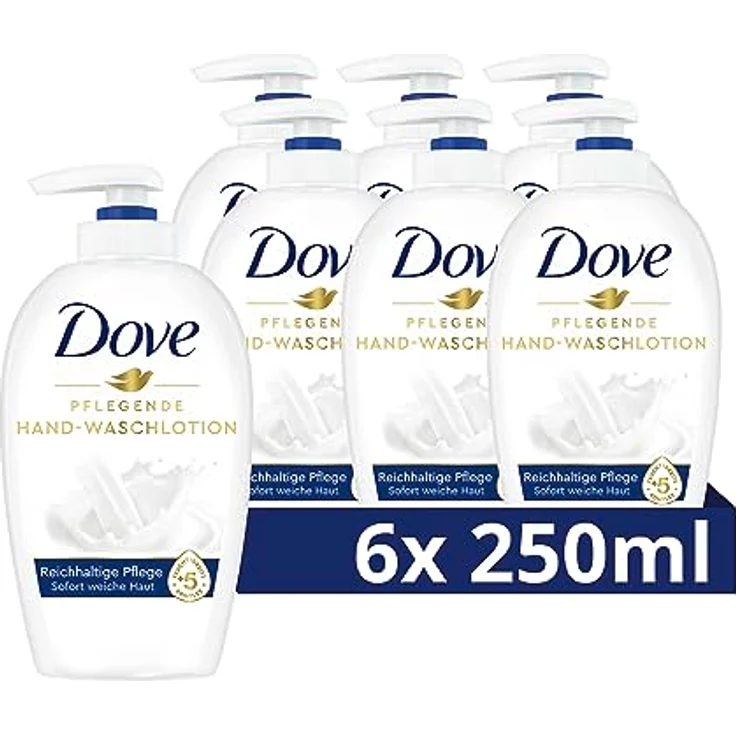 Dove Pflegende Hand-Waschlotion für trockene Hände Pumpspender mit ? Feuchtigkeitscreme 6er Pack 6 x 250 ml für Trockene Haut geeignet – Bild 2