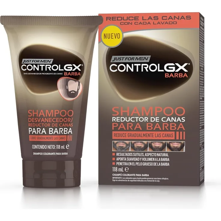 Just For Men CONTROL GX Champú reductor de canas para barba, 118 ml