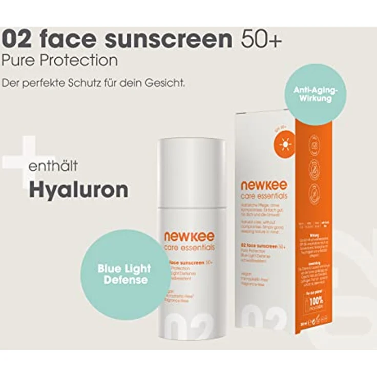 newkee Gesicht Sonnencreme LSF 50+ (30 ml), Sonnencreme mit Sofort Schutz, Vegan – Bild 2